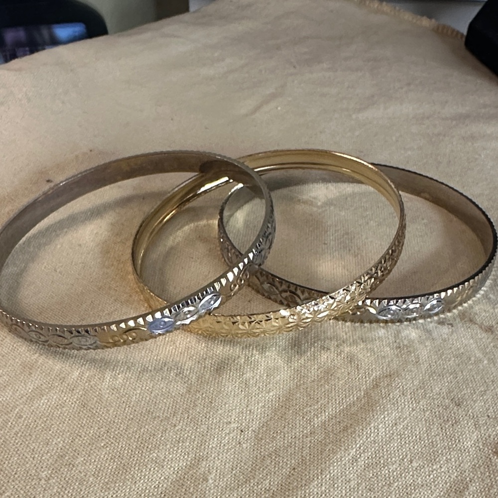 Vintage mixed metals  Gold and Silver Bangles